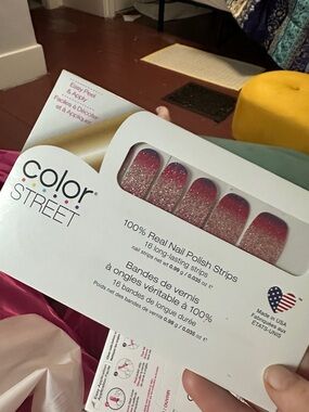 Color Street Pink to Silver Ombre Glitter Nail Strips